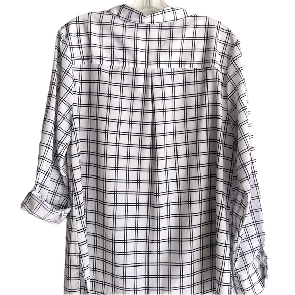 NWT Notations Button Down Blouse, White/Black Plaid, Sz XL - Picture 2 of 8